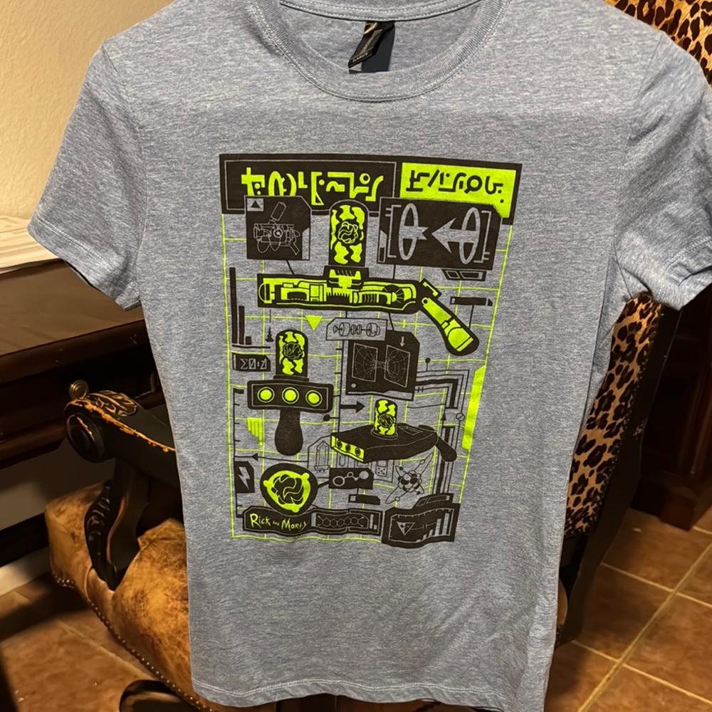 Loot Crate Grey Rick and Morty T-Shirt with Neon Green Graphic